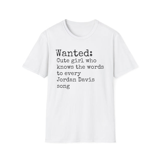 Jordan Davis Unisex Softstyle T-Shirt | Fun Graphic Tee for Musicians and Concert goers, Perfect Gift for Music Lovers