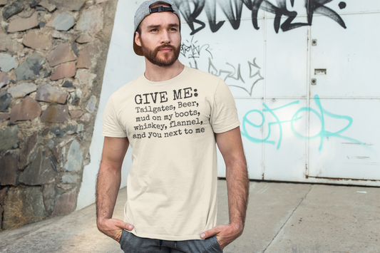 Give Me Tailgates Unisex Softstyle T-Shirt | Fun Graphic Tee for Musicians and Concert goers, Perfect Gift for Music Lovers
