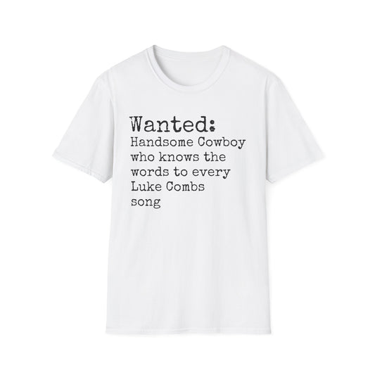 Handsome Cowboy Luke Combs Unisex Softstyle T-Shirt | Fun Graphic Tee for Musicians and Concert goers, Perfect Gift for Music Lovers
